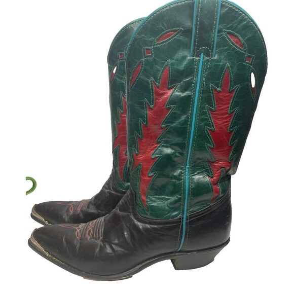 Code West Women’s Size: 9 M Teal Green Leather Cowboy Boots USA Vintage - Picture 1 of 16